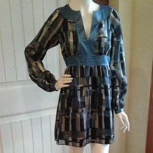 BCBGGirls Blue & Black empire waist dress